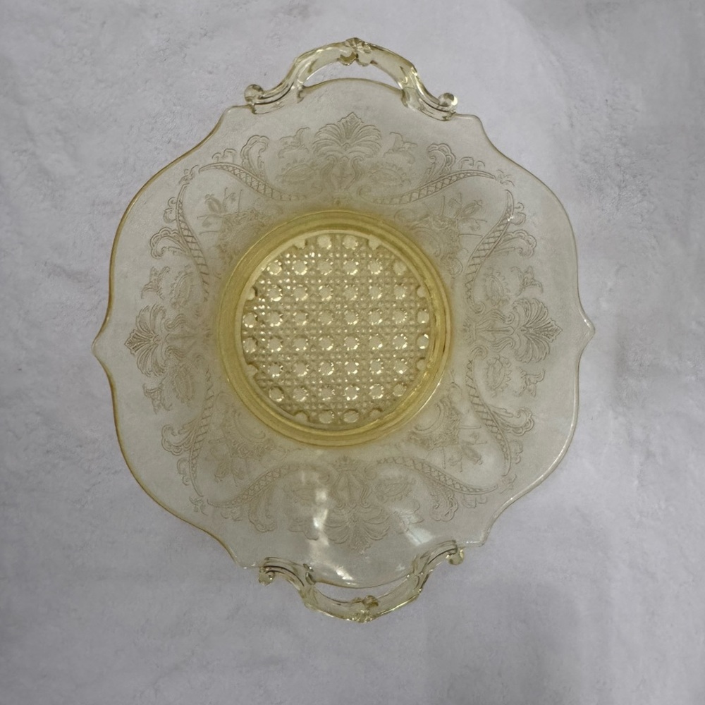 Elegant 1930’s Yellow Glass Serving Plate